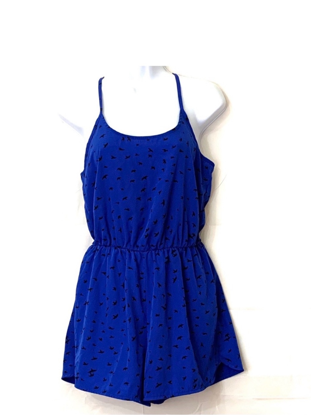 City Streets Royal Blue Dress with Black Bird Print